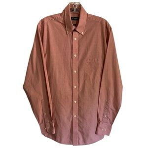CHAPS Classic Fit Shirt Men's Sz 15 1/2 34/35 Coral/Salmon Gingham Preppy Office